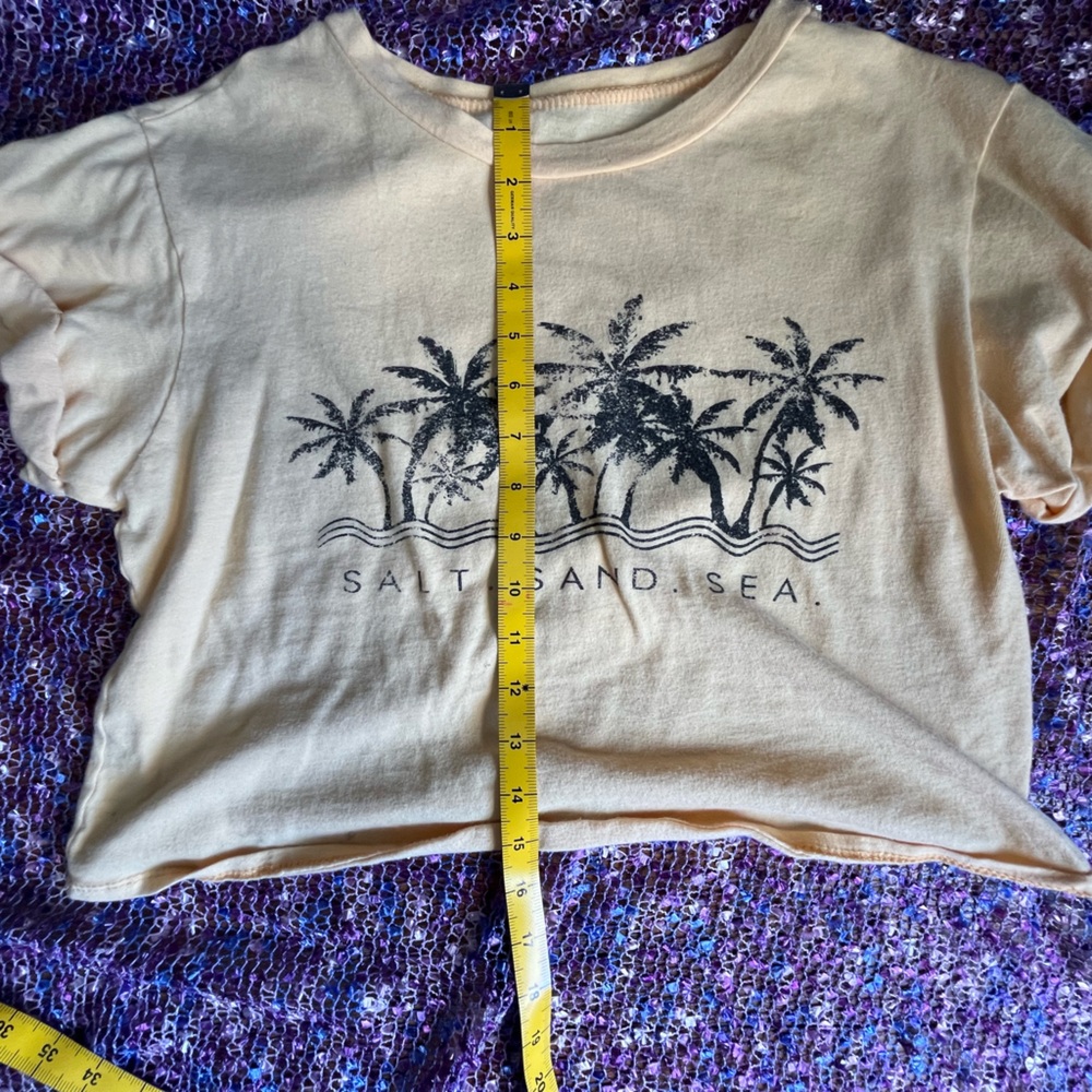 Yellow Graphic Tee with Palm Trees